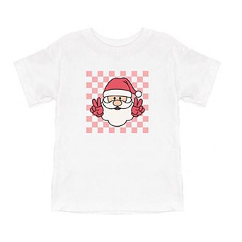 Checkered Santa Toddler Short Sleeve Graphic Tee