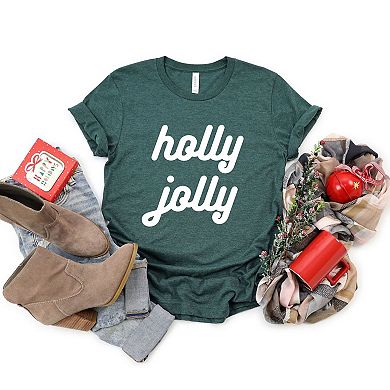 Holly Jolly Bold Cursive Short Sleeve Graphic Tee