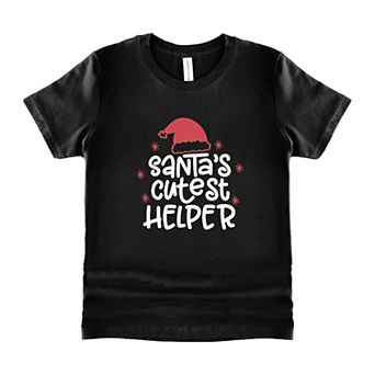 Santa's Cutest Helper Glitter Youth Short Sleeve Graphic Tee