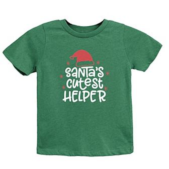 Santa's Cutest Helper Glitter Youth Short Sleeve Graphic Tee