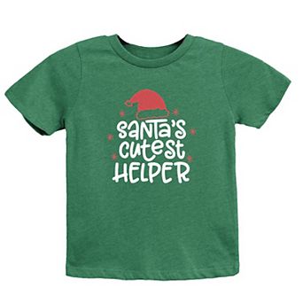 Santa's Cutest Helper Glitter Youth Short Sleeve Graphic Tee