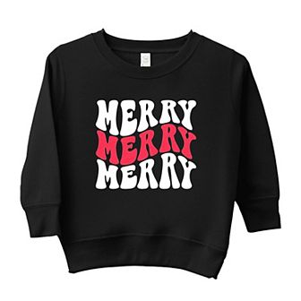 Merry Stacked Wavy Glitter Youth Ultra-soft Graphic Sweatshirt