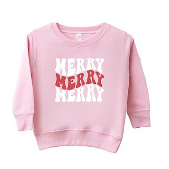 Merry Stacked Wavy Glitter Youth Ultra-soft Graphic Sweatshirt