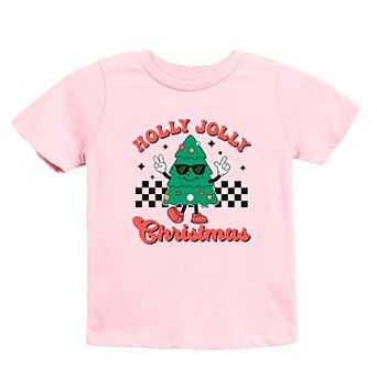 Holly Jolly Christmas Tree Youth Short Sleeve Graphic Tee