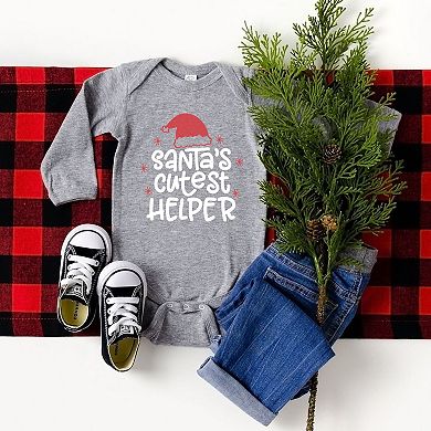 The Juniper Shop Santa's Cutest Helper Glitter Baby Long Sleeve Bodysuit