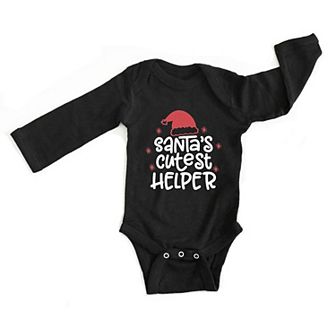 The Juniper Shop Santa's Cutest Helper Glitter Baby Long Sleeve Bodysuit