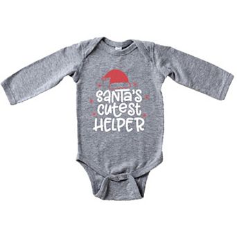 The Juniper Shop Santa's Cutest Helper Glitter Baby Long Sleeve Bodysuit