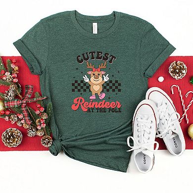 Cutest Reindeer At The Pole Toddler Short Sleeve Graphic Tee