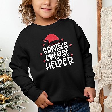 Santa's Cutest Helper Glitter Youth Ultra-soft Graphic Sweatshirt