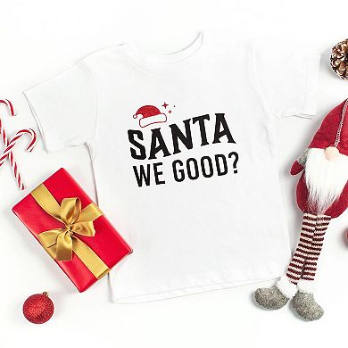 Santa We Good Glitter Youth Short Sleeve Graphic Tee