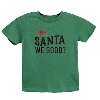 Santa We Good Glitter Youth Short Sleeve Graphic Tee