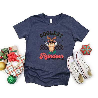 Coolest Reindeer At The Pole Youth Short Sleeve Graphic Tee