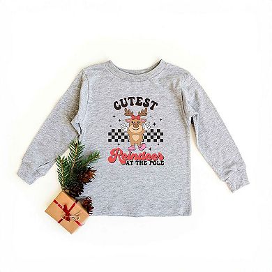 Cutest Reindeer At The Pole Toddler Long Sleeve Graphic Tee