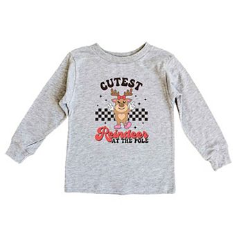Cutest Reindeer At The Pole Toddler Long Sleeve Graphic Tee