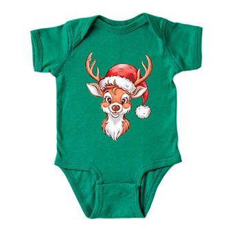 Cute Reindeer Head Baby Bodysuit