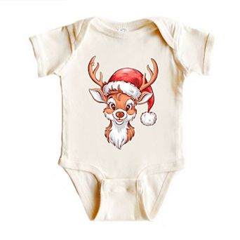 Cute Reindeer Head Baby Bodysuit