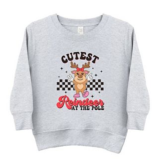 Cutest Reindeer At The Pole Toddler Graphic Sweatshirt