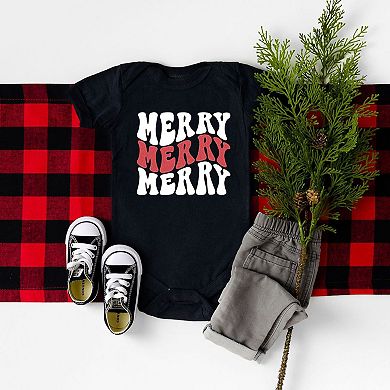 The Juniper Shop Merry Stacked Wavy Glitter Baby Bodysuit