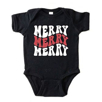 The Juniper Shop Merry Stacked Wavy Glitter Baby Bodysuit