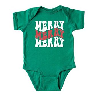 The Juniper Shop Merry Stacked Wavy Glitter Baby Bodysuit