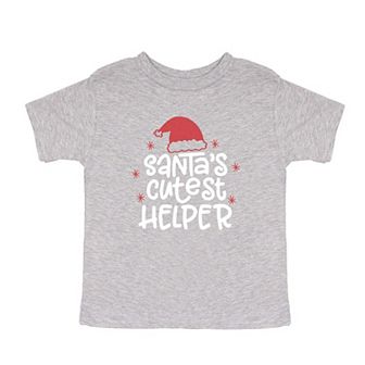 Santa's Cutest Helper Glitter Toddler Short Sleeve Graphic Tee