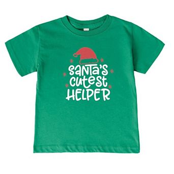 Santa's Cutest Helper Glitter Toddler Short Sleeve Graphic Tee