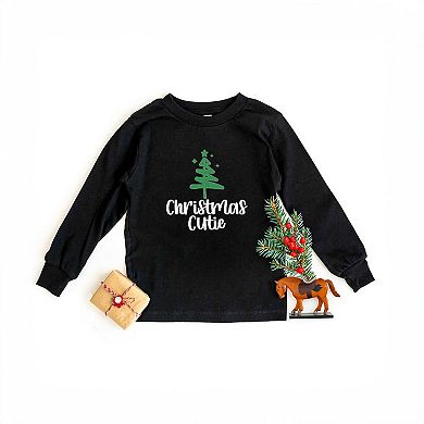 Christmas Cutie Tree Glitter Toddler Long Sleeve Graphic Tee