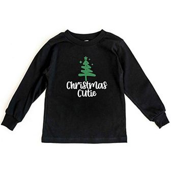 Christmas Cutie Tree Glitter Toddler Long Sleeve Graphic Tee