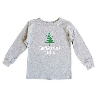 Christmas Cutie Tree Glitter Toddler Long Sleeve Graphic Tee