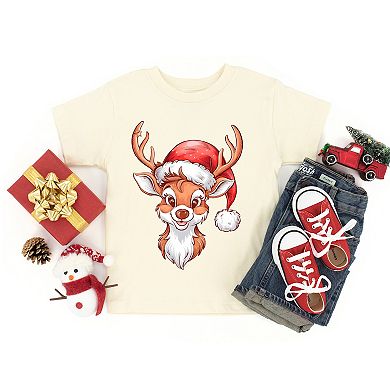 Cute Reindeer Head Youth Short Sleeve Graphic Tee