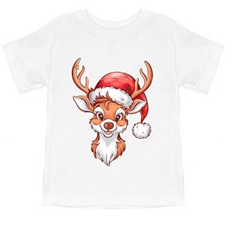 Cute Reindeer Head Youth Short Sleeve Graphic Tee