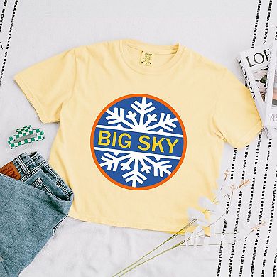 Big Sky Ski Resort Relaxed Fit Cropped Tee