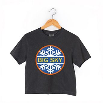 Big Sky Ski Resort Relaxed Fit Cropped Tee