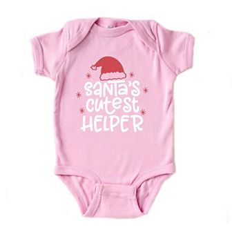 The Juniper Shop Santa's Cutest Helper Glitter Baby Bodysuit