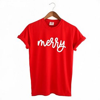 Merry Bold Cursive Garment Dyed Tees