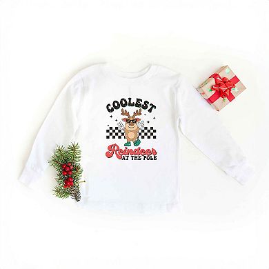 Coolest Reindeer At The Pole Toddler Long Sleeve Graphic Tee
