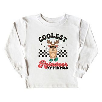 Coolest Reindeer At The Pole Toddler Long Sleeve Graphic Tee