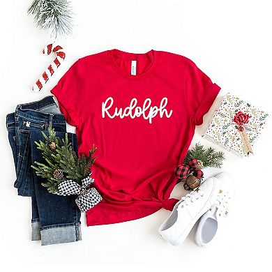 Rudolph Bold Cursive Short Sleeve Graphic Tee