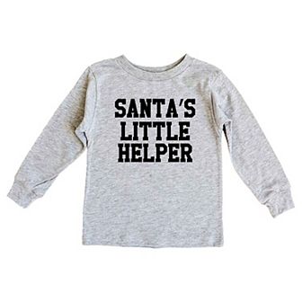 Santa's Little Helper Words Toddler Long Sleeve Graphic Tee