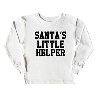 Santa's Little Helper Words Toddler Long Sleeve Graphic Tee