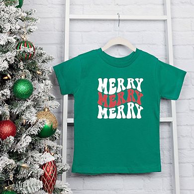 Merry Stacked Wavy Glitter Toddler Short Sleeve Graphic Tee