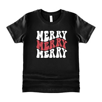 Merry Stacked Wavy Glitter Toddler Short Sleeve Graphic Tee