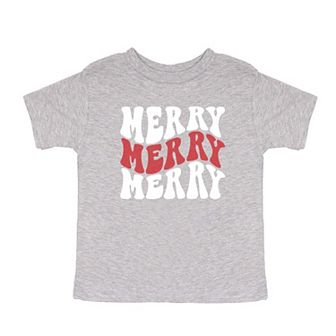 Merry Stacked Wavy Glitter Toddler Short Sleeve Graphic Tee