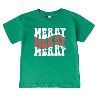 Merry Stacked Wavy Glitter Toddler Short Sleeve Graphic Tee