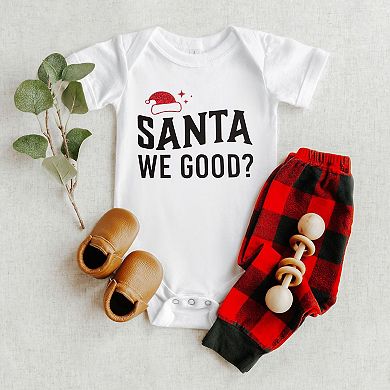 The Juniper Shop Santa We Good Glitter Baby Bodysuit