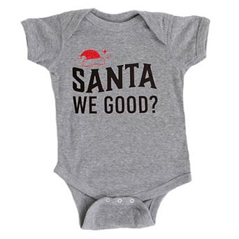 The Juniper Shop Santa We Good Glitter Baby Bodysuit