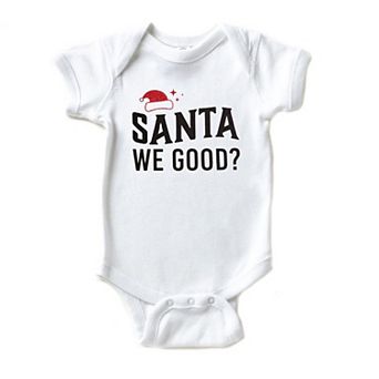 The Juniper Shop Santa We Good Glitter Baby Bodysuit