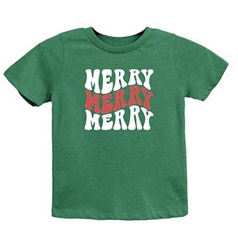 Merry Stacked Wavy Glitter Youth Short Sleeve Graphic Tee