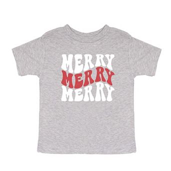 Merry Stacked Wavy Glitter Youth Short Sleeve Graphic Tee