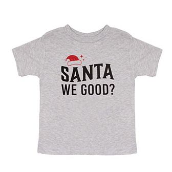 Santa We Good Glitter Toddler Short Sleeve Graphic Tee